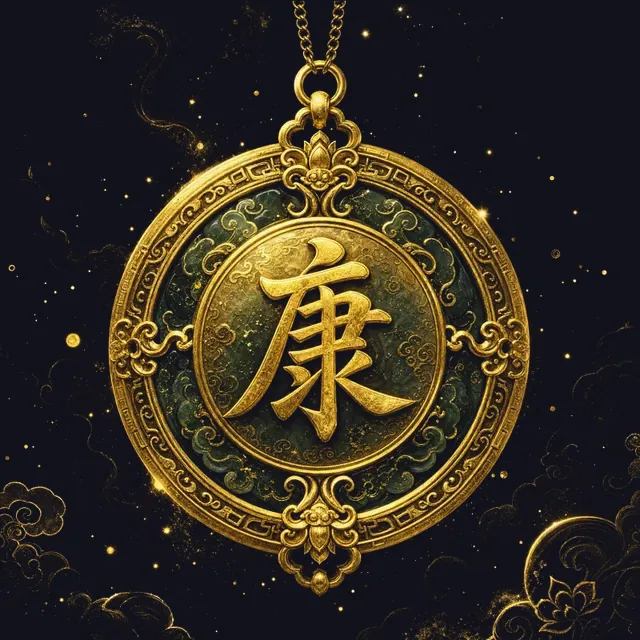 Gold 康 talisman, the wish for health
