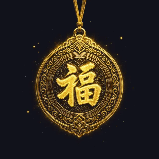 Gold 福 talisman, the wish for prosperity